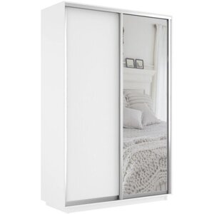 Шкаф купе для одежды, цвет Белый, 240Х160Х45 (ВхШхГ), 2 двери ДСП/Зеркало
