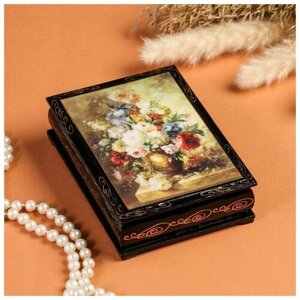 Шкатулка «Букет цветов», 1014 см, лаковая миниатюра