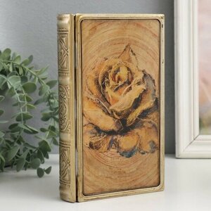 Шкатулка-книга металл, кожзам Бутон розы 20х12х4 см