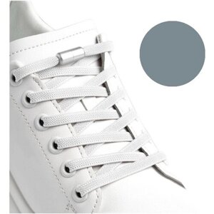 Шнурки эластичные с фиксатором для обуви , 100см, толщина 3 мм , цвет серый