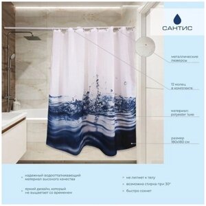 Штора для ванной тканевая PE-301 (всплеск воды) 180х180 см "Сантис"