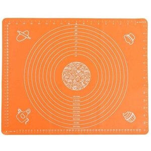 Силиконовый коврик для раскатывания теста, 65х45 см, оранжевый