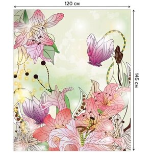 Скатерть прямоугольная JoyArty "Акварельные цветы" из сатена, 120x145 см