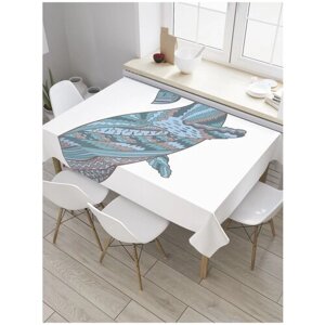 Скатерть прямоугольная JoyArty "Цветной кит" из сатена, 180x145 см