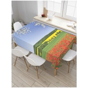 Скатерть прямоугольная JoyArty на кухонный стол "Цветочные поля" из оксфорда, 180x145 см
