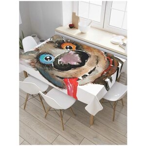 Скатерть прямоугольная JoyArty на кухонный стол "Дружелюбный пес" из оксфорда, 120x145 см