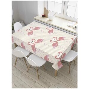 Скатерть прямоугольная JoyArty на кухонный стол "Фламинго с парами" из оксфорда, 180x145 см