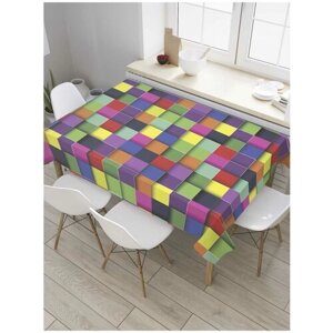 Скатерть прямоугольная JoyArty на кухонный стол "Кубическая мозаика" из оксфорда, 120x145 см