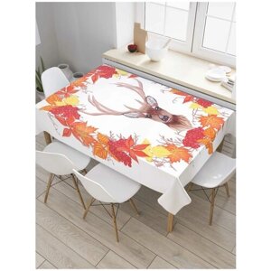 Скатерть прямоугольная JoyArty на кухонный стол "Лесной олень" из оксфорда, 120x145 см