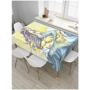 Скатерть прямоугольная JoyArty на кухонный стол "Манящая русалка" из оксфорда, 120x145 см