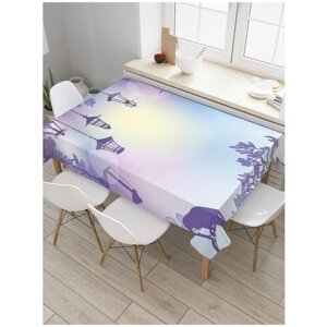 Скатерть прямоугольная JoyArty на кухонный стол "Ночные фонари" из оксфорда, 180x145 см