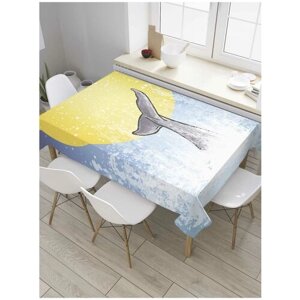 Скатерть прямоугольная JoyArty на кухонный стол "Ныряние кита" из оксфорда, 180x145 см