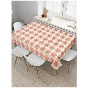 Скатерть прямоугольная JoyArty на кухонный стол "Орнаментальные цветы" из оксфорда, 180x145 см
