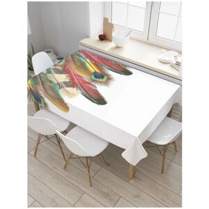 Скатерть прямоугольная JoyArty на кухонный стол "Перьевые ветки" из оксфорда, 180x145 см
