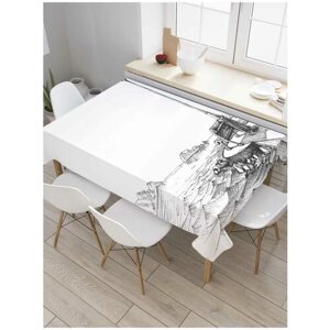 Скатерть прямоугольная JoyArty на кухонный стол "Речная лавочка" из оксфорда, 180x145 см