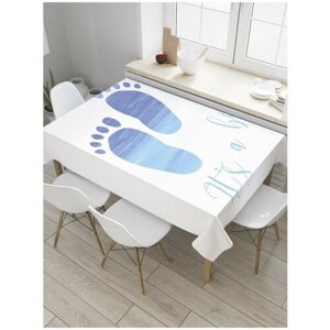 Скатерть прямоугольная JoyArty на кухонный стол "Родился мальчик" из оксфорда, 120x145 см