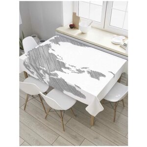 Скатерть прямоугольная JoyArty на кухонный стол "Серая карта" из оксфорда, 180x145 см