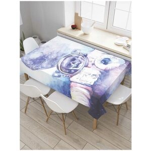 Скатерть прямоугольная JoyArty на кухонный стол "Скелет космонавт" из оксфорда, 180x145 см