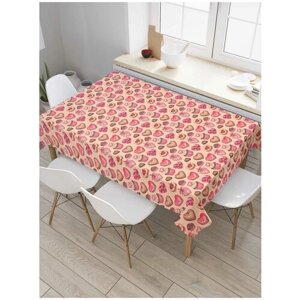 Скатерть прямоугольная JoyArty на кухонный стол "Сладкие сердечки" из оксфорда, 120x145 см