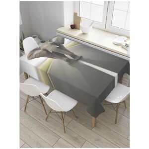 Скатерть прямоугольная JoyArty на кухонный стол "Слон на асфальте" из оксфорда, 120x145 см