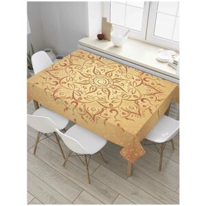 Скатерть прямоугольная JoyArty на кухонный стол "Солнечная мандала" из оксфорда, 180x145 см