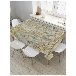 Скатерть прямоугольная JoyArty на кухонный стол "Старая карта мира" из оксфорда, 180x145 см