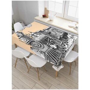 Скатерть прямоугольная JoyArty на кухонный стол "Старый паровоз" из оксфорда, 120x145 см