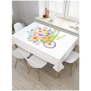 Скатерть прямоугольная JoyArty на кухонный стол "Тележка цветов" из оксфорда, 180x145 см