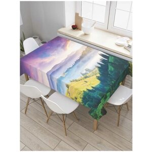 Скатерть прямоугольная JoyArty на кухонный стол "Туманные холмы" из оксфорда, 180x145 см
