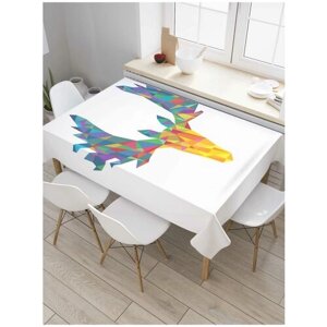 Скатерть прямоугольная JoyArty на кухонный стол "Витражный лось" из оксфорда, 180x145 см