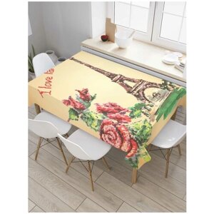 Скатерть прямоугольная JoyArty на кухонный стол "Я люблю Париж" из оксфорда, 180x145 см