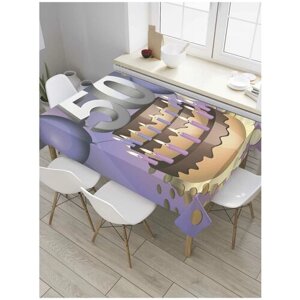Скатерть прямоугольная JoyArty на кухонный стол "Юбилейный торт с шарами" из оксфорда, 180x145 см