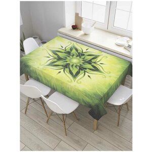 Скатерть прямоугольная JoyArty на кухонный стол "Зеленый цветок жизни" из оксфорда, 180x145 см