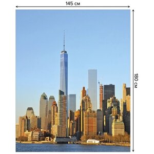 Скатерть прямоугольная JoyArty "Небоскребы Манхэттена" из сатена, 180x145 см