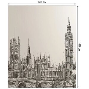 Скатерть прямоугольная JoyArty "Зарисовки Лондона" из сатена, 120x145 см