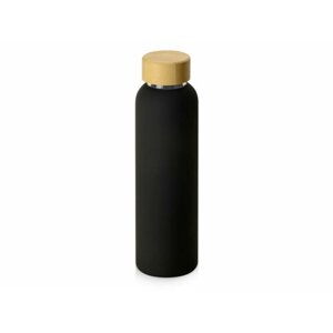 Стеклянная бутылка с бамбуковой крышкой Foggy, 600мл, черный