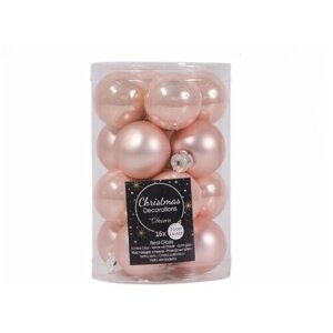 Стеклянные шары матовые и глянцевые, цвет: нежно-розовый, 35 мм, упаковка 16 шт, Kaemingk