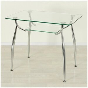 Стеклянный кухонный стол Вокал 10 прозрачный/хром (1000х700 мм)