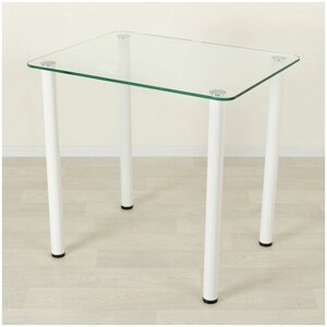 Стеклянный стол для кухни Эдель 10 прозрачный/белый (700х600)