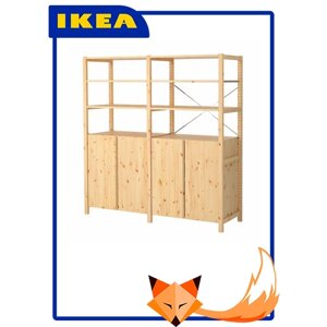 Стеллаж деревянный напольный со шкафом IKEA Ivar 174х30х179 см, сосна