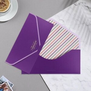 Стильная открытка Конверт для денег "С Юбилеем! бархат, фиолетовый фон, 19х9,3 см