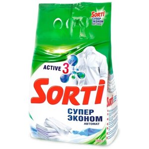 Стиральный порошок Sorti Супер Эконом (автомат), 1.5 кг, для белых и светлых тканей, универсальное