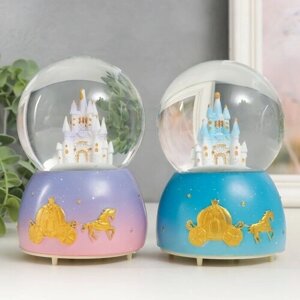 Сувенир полистоун водяной шар свет, музыка "Замок для принцессы/принца" микс 8х8х11,5 см