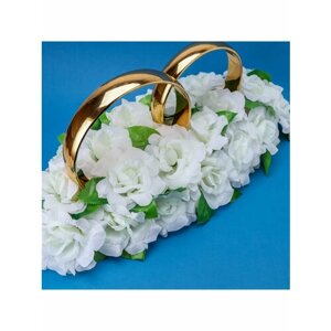 Свадебное украшение "Белые розы"большие кольца на автомобиль жениха и невесты
