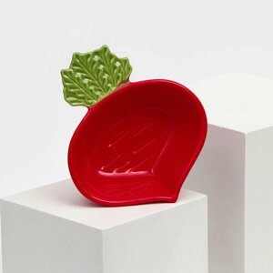 Тарелка керамическая "Редис", глубокая, красная, 16 см, 1 сорт, Иран