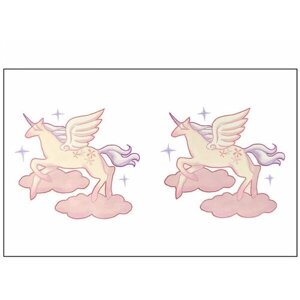 Татуировки временные переводные "Единорог розовые облака" тату для детей 10,5 x 6см