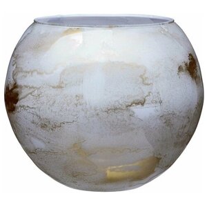 Ваза авторская Franco "Golden marble white", 20 см , Стекло, 1 шт