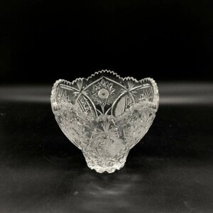 Ваза (конфетница) с геометрическим декором, хрусталь, алмазная грань, СССР