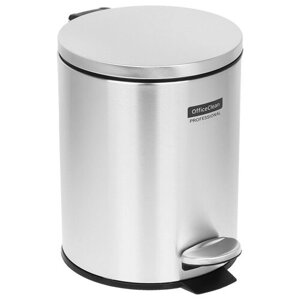 Ведро-контейнер для мусора OfficeClean Professional Simple, 5 л, нержавеющая сталь, хром (329046)