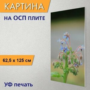 Вертикальная картина на ОСП "Цветы, травы, канон" 62x125 см. для интерьериа